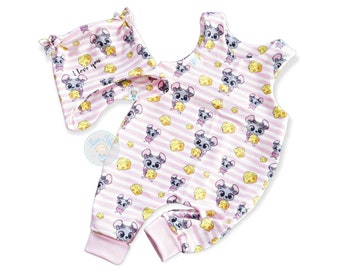 set de bébé, 2pcs, taille 68,souris,ensemble bébé, nouveau née, cadeau naissance, barboteuse, salopette, gigoteuse,cadeau babyparty,bonnet