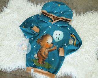 shirt, taille 116,fait main,lapin,vert,bleu, cadeau anniversaire,pull à capuche, handmade, cadeau garcon,pull garcon,paneau,nouveau