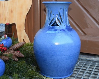 blaue Bodenvase