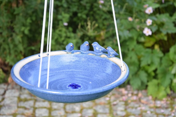 Vogeltränke zum Aufhängen, blau
