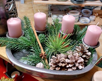 Adventteller oval für Kerzen in anthrazit