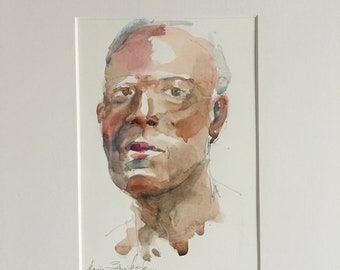 Retrato masculino en acuarelas.