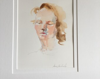 cara de la mujer en acuarela