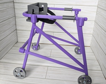 Purple 18-inch Doll Walker, Doll Gait Trainer, Doll Disability Walker, Posterior Walker for Doll