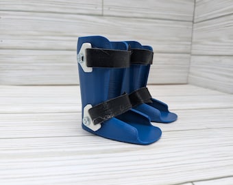 Tutori per gambe per bambole blu; AFO per bambole; AFO per bambole da 18 pollici; Tutori per gambe per animali di peluche
