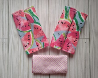 Reversible Hip Dysplasia Harness Cover - Watermelon and Pink Plaid