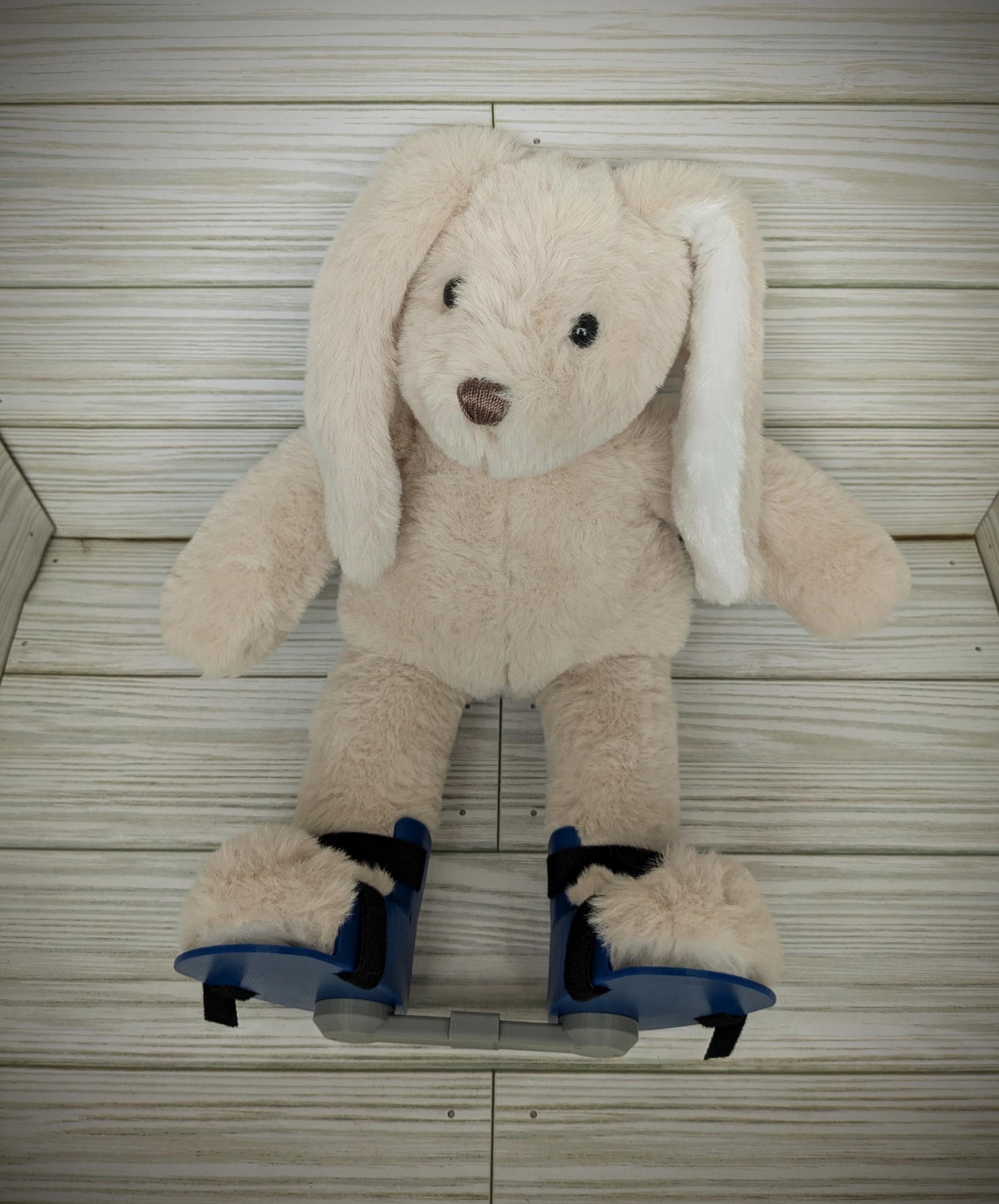 Stuffed Bunny With Blue Clubfoot Boots and Bar (BNB); Plush Animal