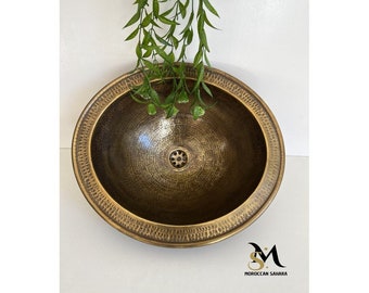 Patina Bronze Sink for the kitchen or bathroom , Handmade vessel washbasin-Antique bronze patina sink , Bronze drop in sink