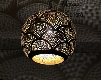 Handmade Brass Moroccan Pendant Light: Open Bottom Chandelier