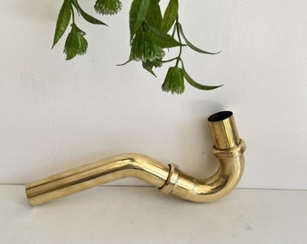 Authentic Moroccan Unlacquered Brass P-Trap: Push-Up Button Pop-Up Drain.