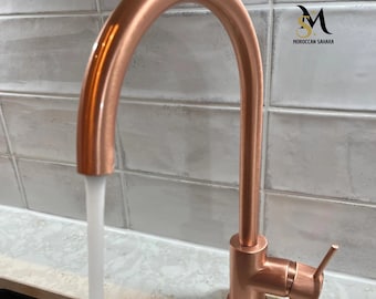 Moroccan Copper Kitchen Mixer Tap: Single Lever Pullout Faucet