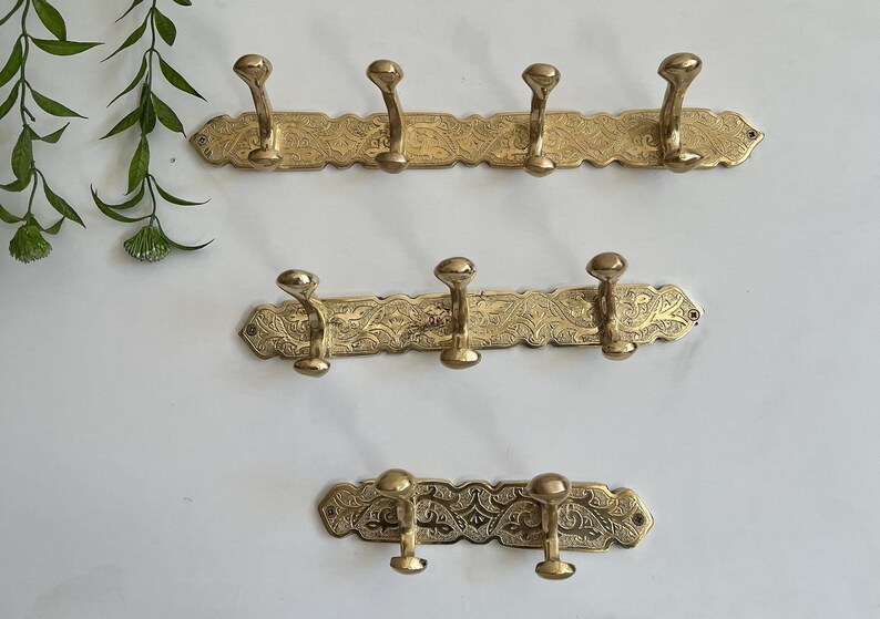Solid Brass Coat Rack With Double Hooks Brass Wall Hooks Etsy