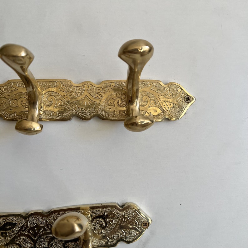 Solid Brass Coat Rack With Double Hooks Brass Wall Hooks Etsy