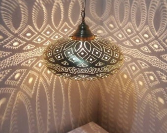 Pendant light, brass pendant light, Moroccan Brass Pendant Light, Moroccan Light Fixtures, Pendant Lighting, Simple Moroccan pendant lamp
