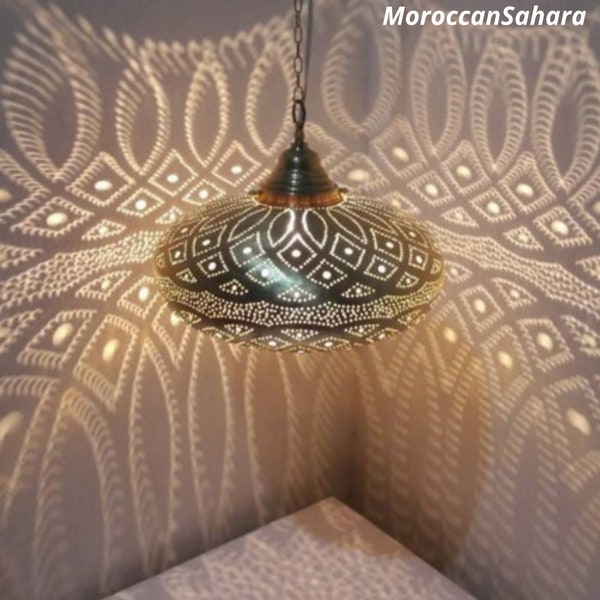 Pendant light, brass pendant light, Moroccan Brass Pendant Light, Moroccan Light Fixtures, Pendant Lighting, Simple Moroccan pendant lamp