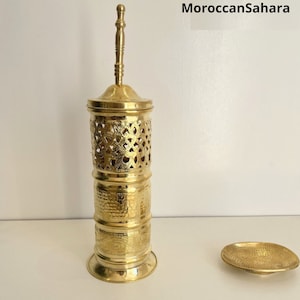 Scopino per WC in ottone puro fatto a mano, scopino per WC artigianale marocchino in ottone puro non laccato