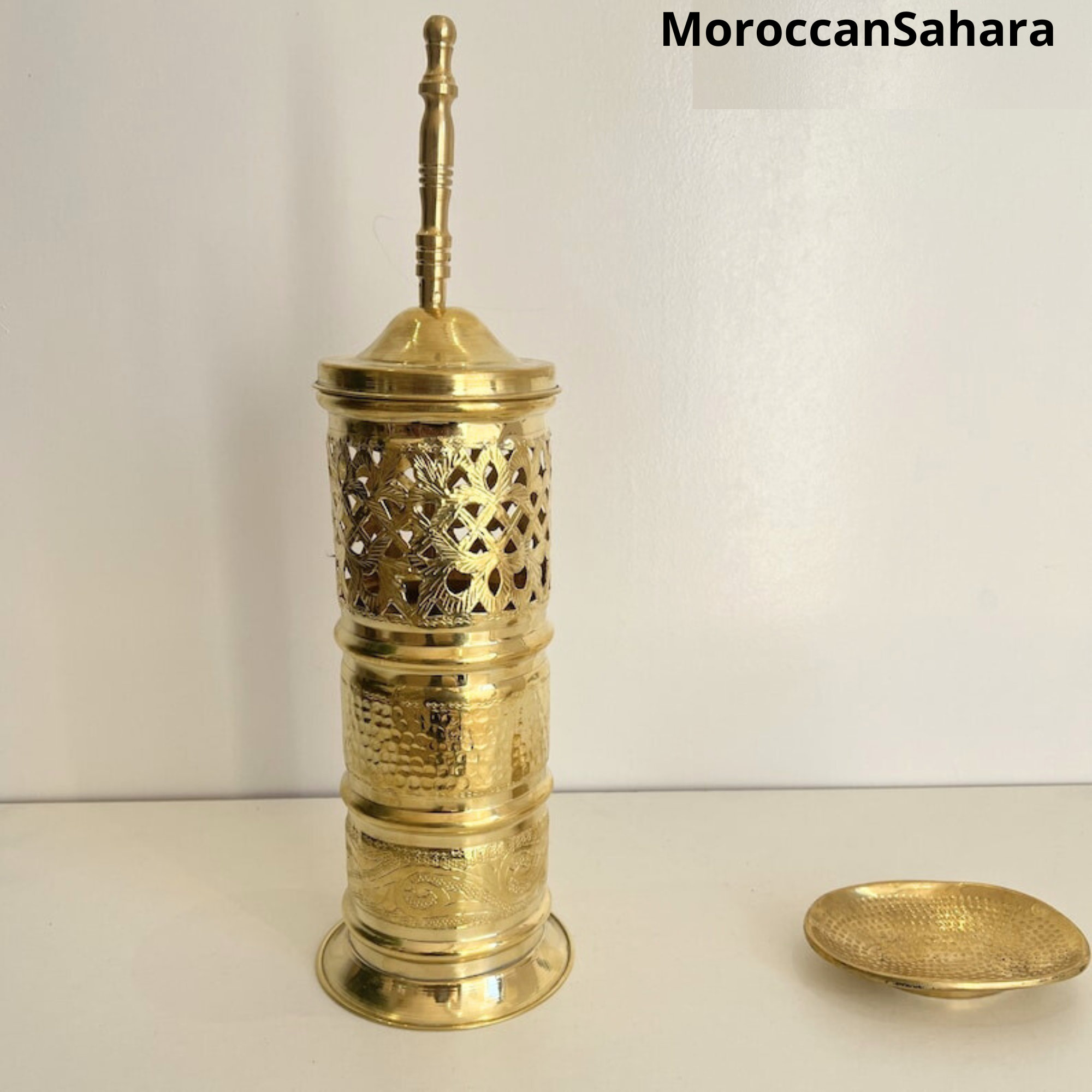 Handmade Pure Brass Toilet Brush, Unlacquered Pure Brass Moroccan Handcrafted Toilet Brush