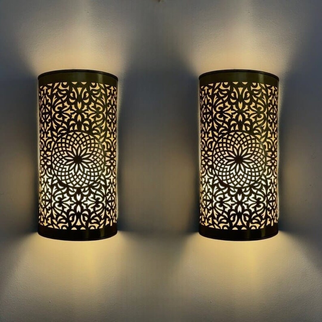 Set of 2 Moroccan Sconce, Exterior Interior Wall Sconce, Shade Wall ...