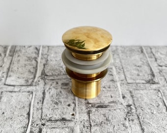 Unlacquered brass sink drain , Solid Brass Drain, Pop Up Drain