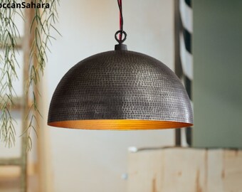 Hammered Brass Dome Light Antique Brass Dome Pendant Oxide Brass Ceiling Light Hammered Brass Dome Pendant Moroccan Pendant, Solid Brass