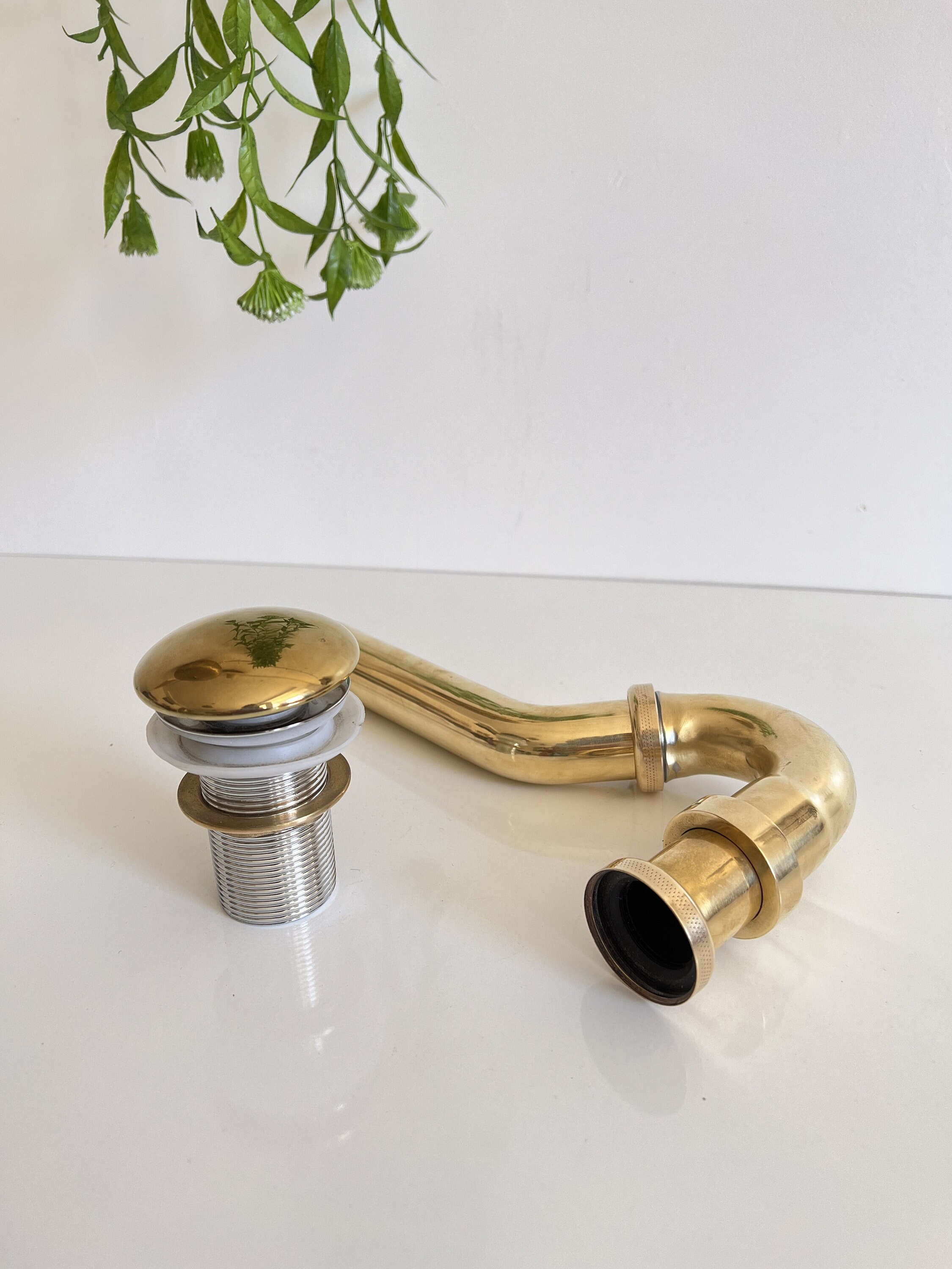 Solid Unlacquered Brass Strap , Sink Bottle Trap, Pop up Drain, Brass Water Trap Etsy
