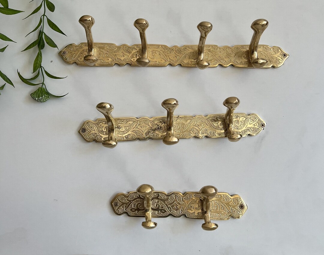 Premium Solid Brass Coat Rack With Dual Hooks Versatile Brass Wall