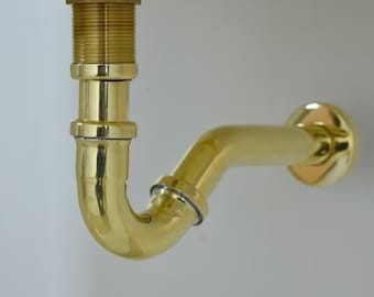 Solid Unlacquered Brass S-trap , Sink Bottle trap, Pop Up Drain, Brass Water Trap