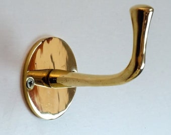 Unlacquered Brass Wall Hook: Handmade Towel or Coat Hanger