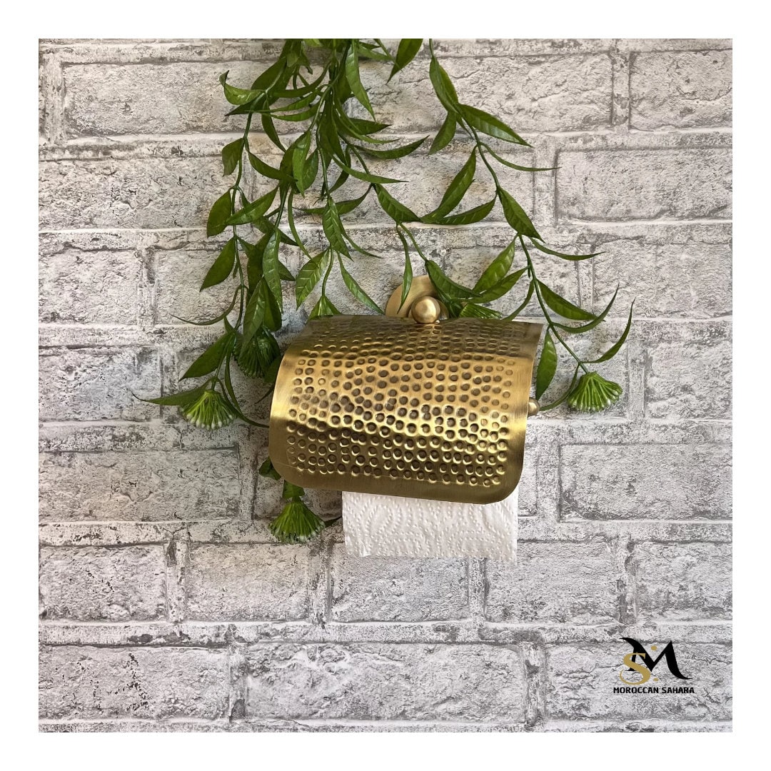 Unlacquered Solid Brass Toilet Paper Holder, Handcrafted Powder Room ...