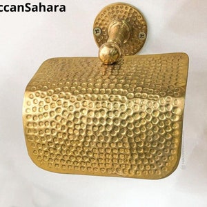 Porta carta igienica in ottone massiccio non laccato, porta rotolo per polvere artigianale, porta carta da bagno, porta carta da bagno in ottone