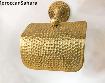 Handcrafted Unlacquered Solid Brass Toilet Paper Holder