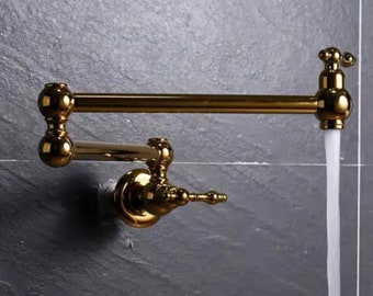Unlacquered Brass Pot Filler: Antique Style Kitchen Faucet