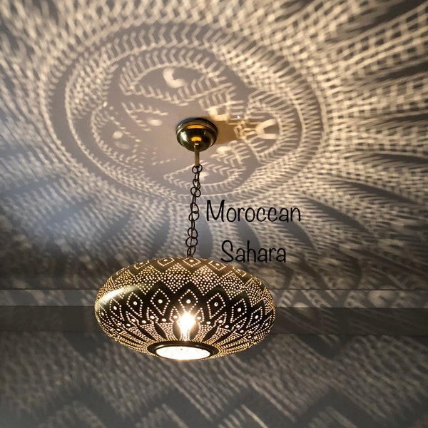 Pendant light, brass pendant light, Moroccan Brass Pendant Light, Moroccan Light Fixtures, Pendant Lighting, Simple Moroccan pendant lamp