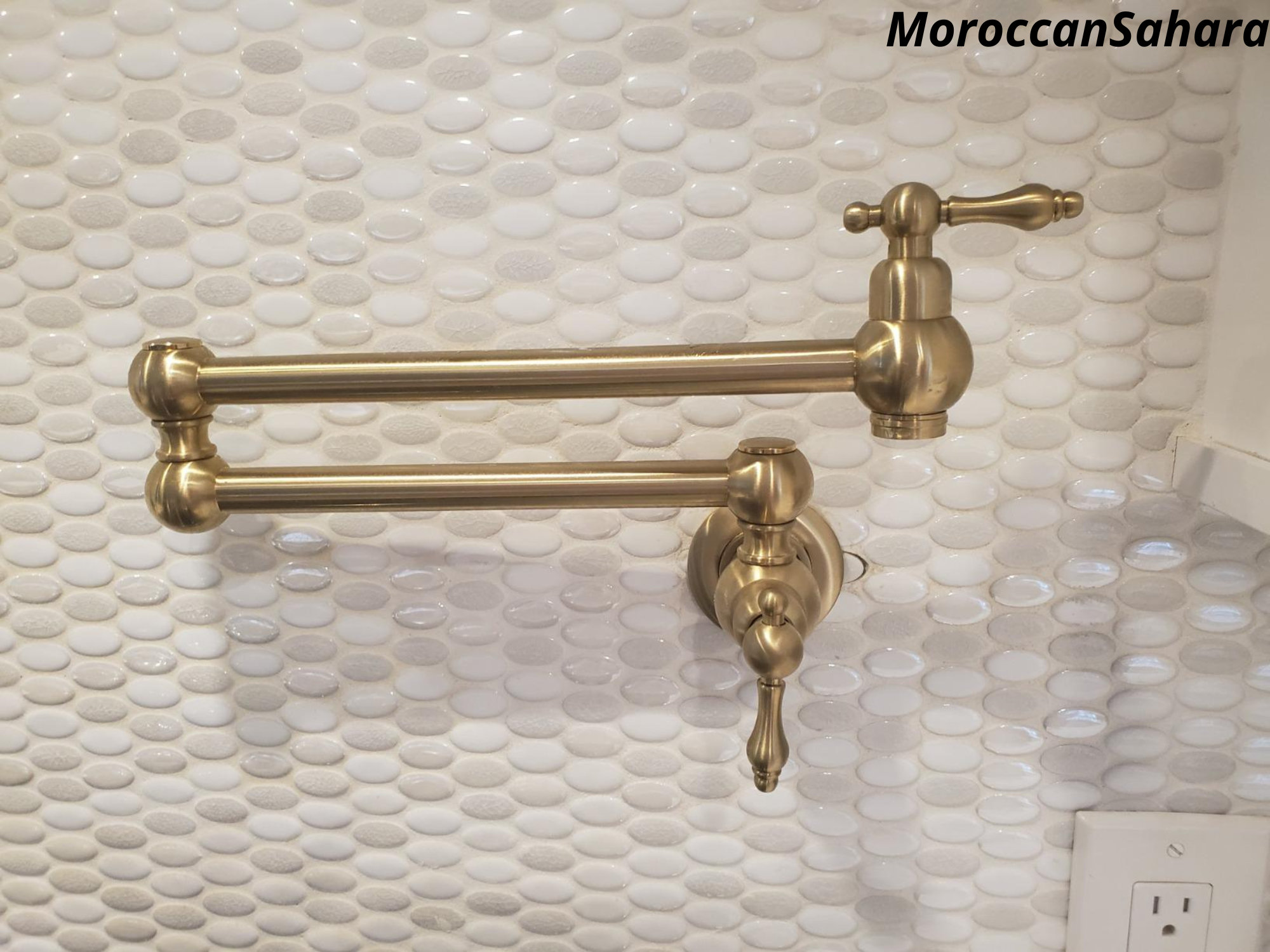 Unlacquered Solid Brass Pot Filler: Wall Mount Kitchen Sink Faucet