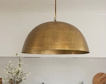 Handmade Hammered Brass Dome Pendant Light - Moroccan Kitchen Lighting