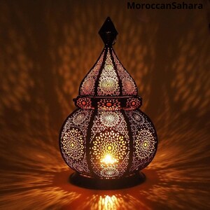 Moroccan Lantern: Golden Light Arab Lamp, Home Decor (15 Inches)