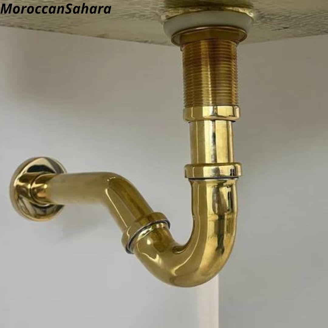 Solid Unlacquered Brass Strap , Sink Bottle Trap, Pop up Drain, Brass Water Trap Etsy