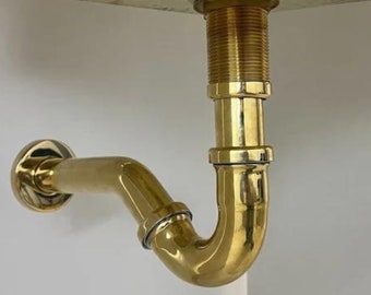 Solid Unlacquered Brass S-trap , Sink Bottle trap, Pop Up Drain, Brass Water Trap