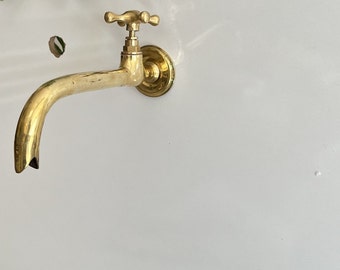 Wall Faucet , Brass Water tap, Water Spigot , Antique garden tap , Wall Mounted pure brass faucet, garden tap
