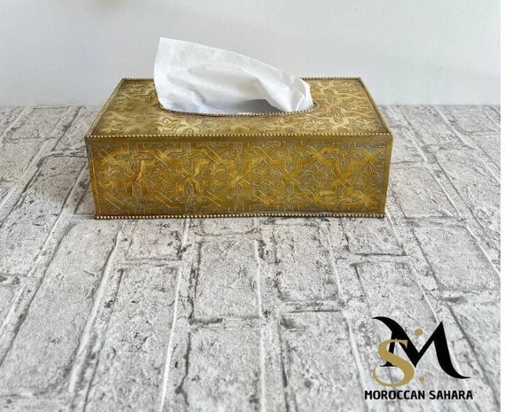 Engraved Rectangle Solid Brass Tissue Box Brass Tissue Box Cover Tissue Holder box