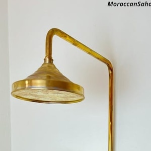 Soffione doccia a pioggia in ottone massiccio non laccato, soffione doccia vintage artigianale marocchino, funziona all'esterno