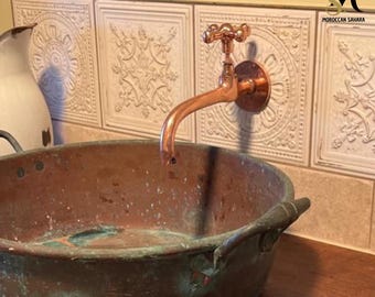 Moroccan water faucet copper part Antique Vintage Water Faucet Brass copper Water Tap Old copper bath decor Unusual old faucet Brass