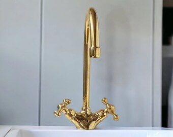 Rubinetto da cucina in ottone massiccio non laccato: rubinetto per lavello da bar Boho
