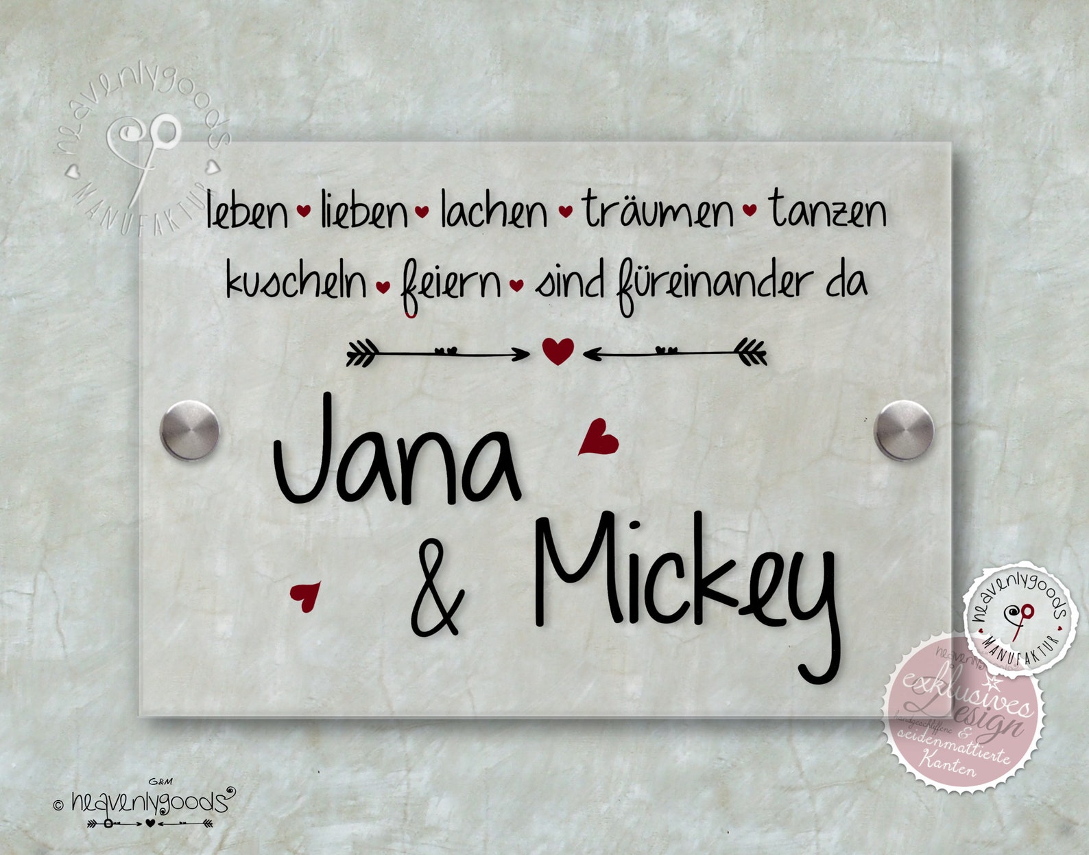 Namensschild Pfeil mitten ins HERZ romantisches Etsy