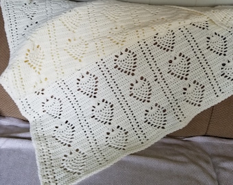 Soft, Pale Cream Pineapple Afghan  50" x 44"