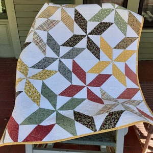 Modern, Bright, Colorful Pinwheel  Quilt - 40&quot; x 47&quot;