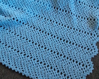 Wonderfully Soft, Light Colored Baby Blue Ripple Blanket  43"x 36"