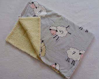 Babydecke/Kuscheldecke grau / Baumwoll-Teddyplüsch