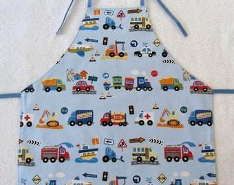 Children's apron "Vehicles", reversible apron