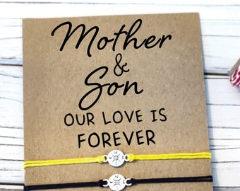 Mother Son Bracelet Personalized Gift for Mom Matching Mom Son Bracelet for Mom Birthday Gift for Mom Mothers Day Gift Compass Bracelet